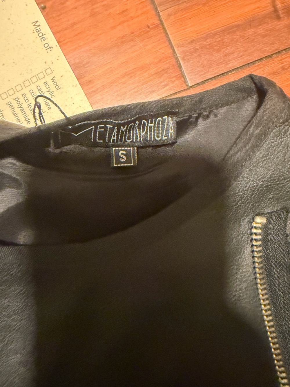 METAMORPHOZA  Black Trench dress coat  with Gray Stripe Panel - Picture 10 of 16
